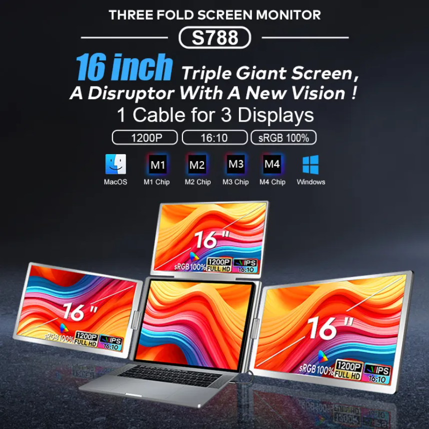 16" 3 x 1920x1200 16:10 Bakmontert